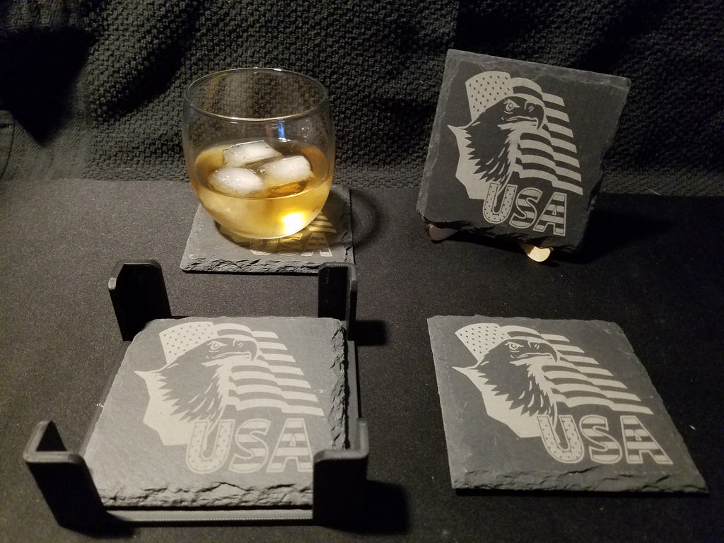 American Eagle Patriotic Slate Coaster Set