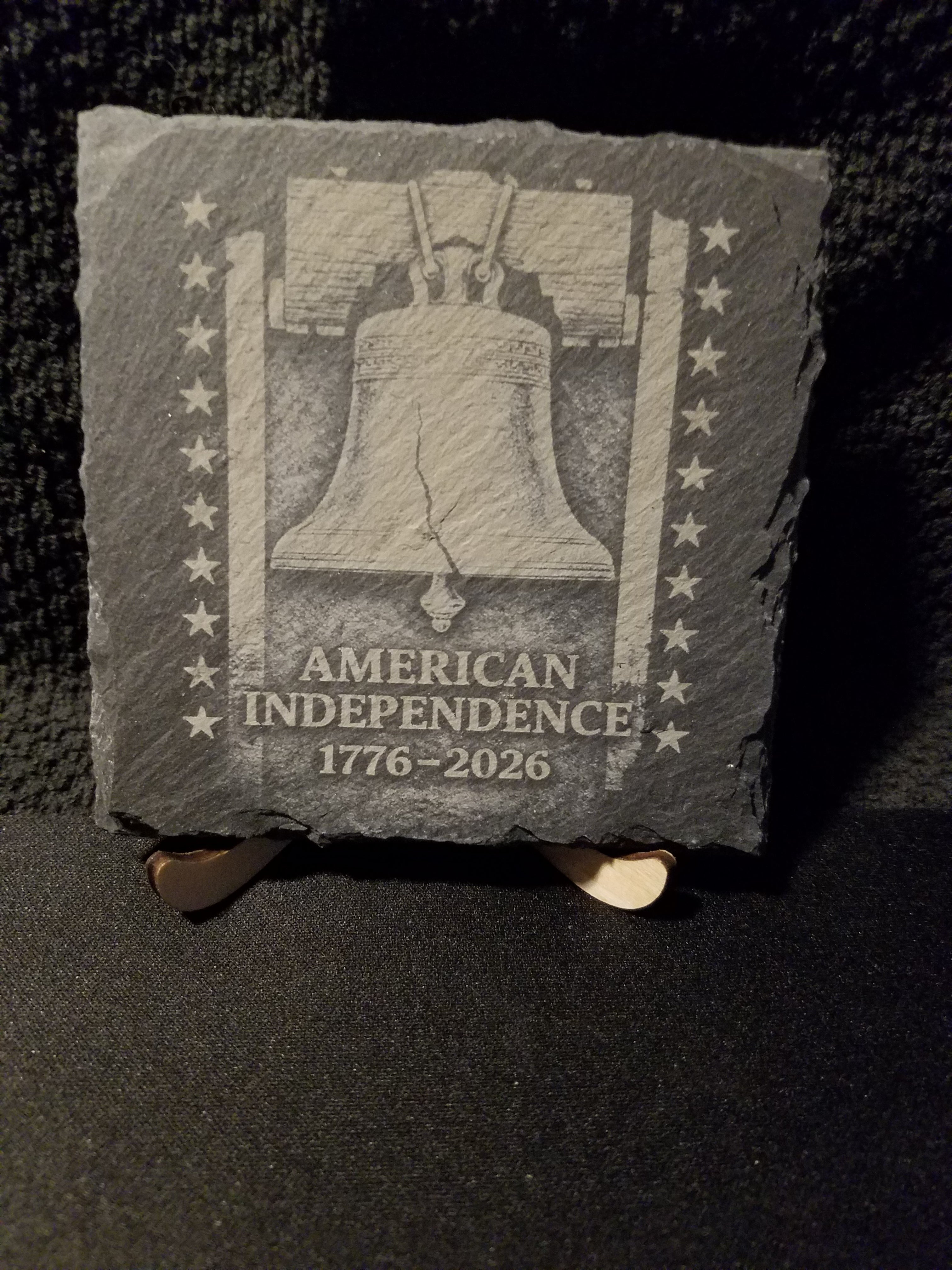 Liberty Bell Patriotic Slate Coaster Set
