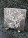 Western Cowgirl Rose Slate Coaster