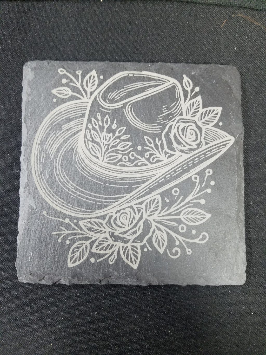 Western Cowgirl Rose Slate Coaster