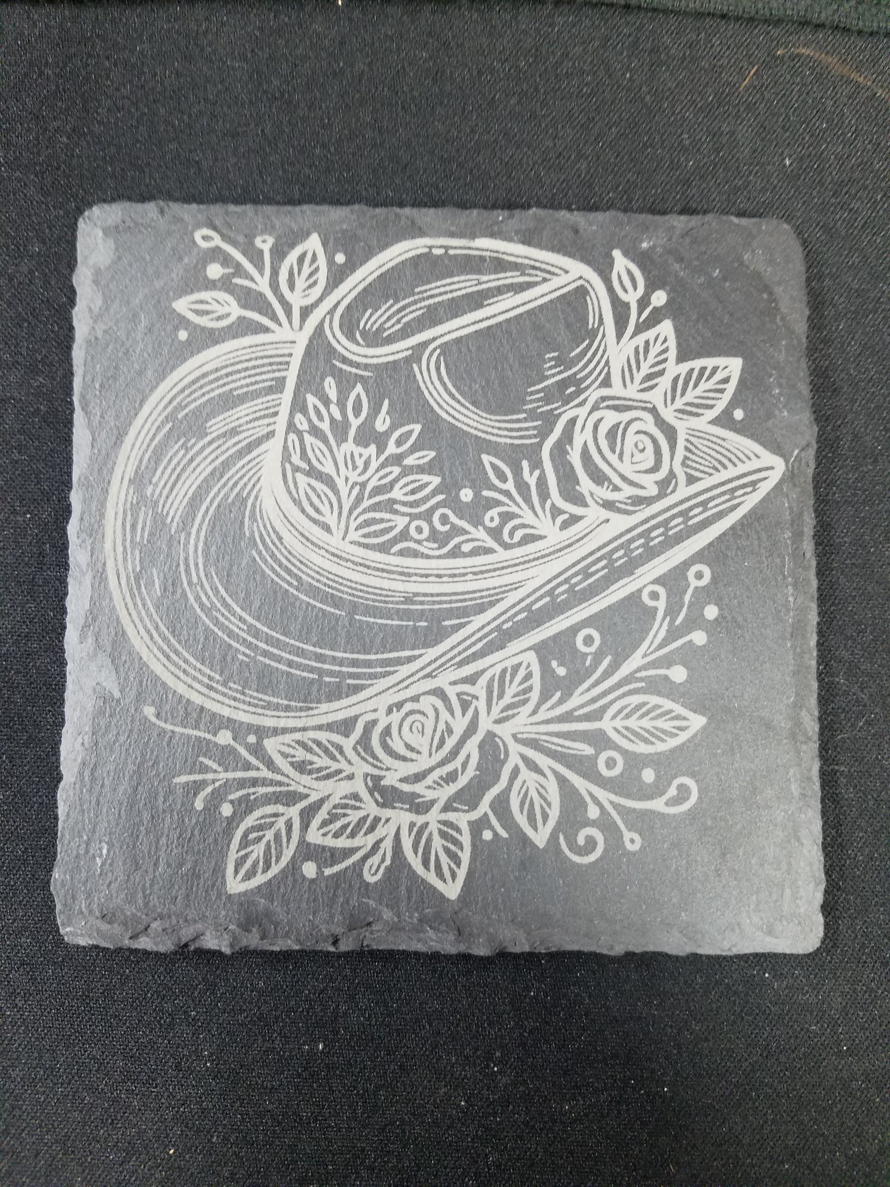 Western Cowgirl Rose Slate Coaster